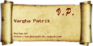 Vargha Patrik névjegykártya